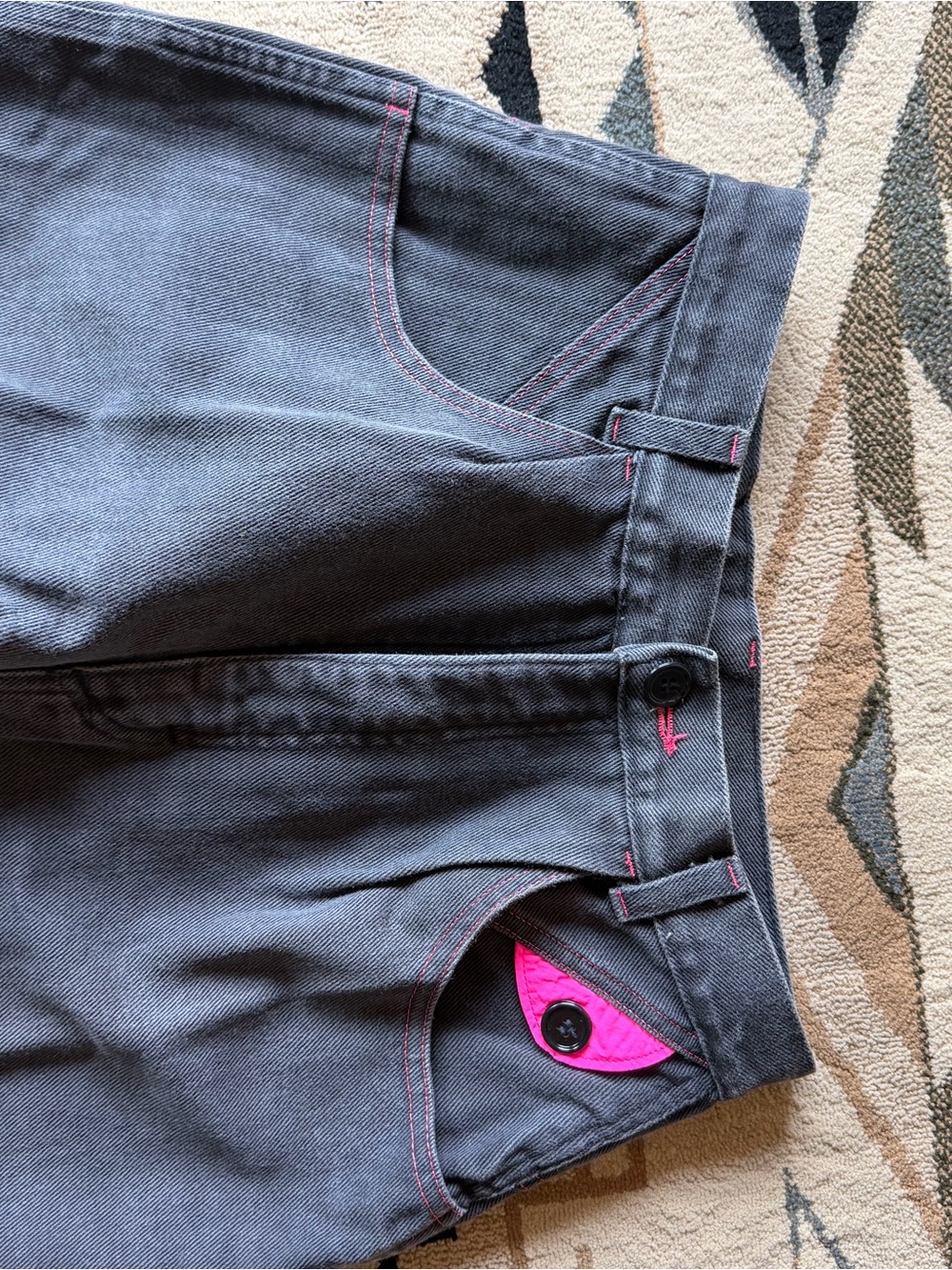 Vintage Wrangler Women's black washed Jeans with Pink Stitching